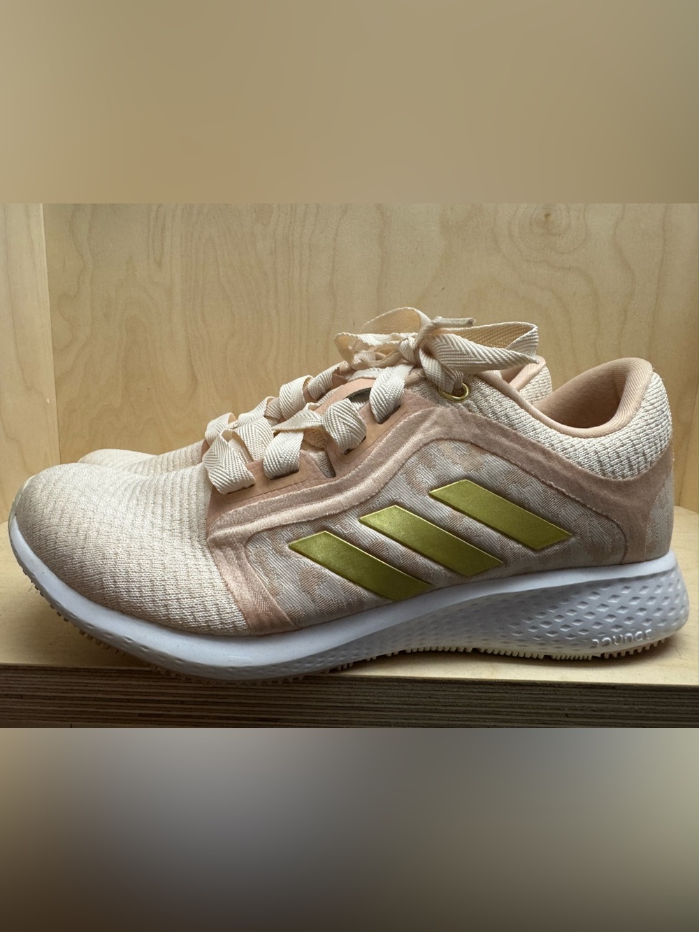 adidas Women's Athletic Shoes in Light Pink with Yellow Stripes
